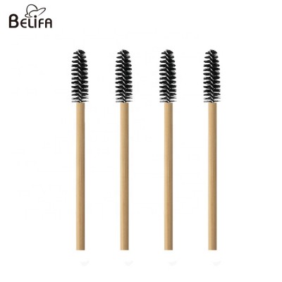 Belifa disposable eyelash brush with case bamboo stick mascara wands logo makeup brush and ascara applicator and bag