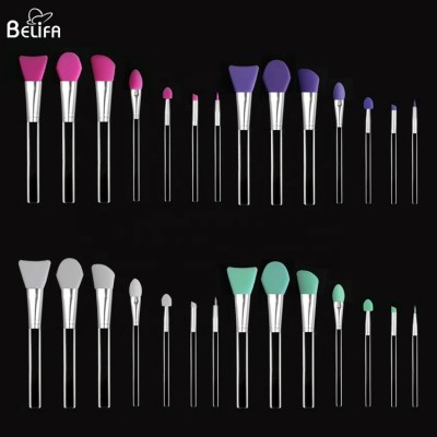 Belifa wholesale 7Pcs acrylic handle silicone mask brush makeup brushes set basic facial Spa face cleaning brushes