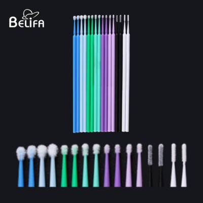 Belifa wholesale microbrush eyelash extensions and lash micro brush or eyelash glue brush with multiple size and colorful handle