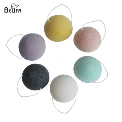 Belifa Eco Friendly Organic Esponja Facial Cleansing 100% Pure Natural Face Cleaning Konjac Sponge With Paper Box Package